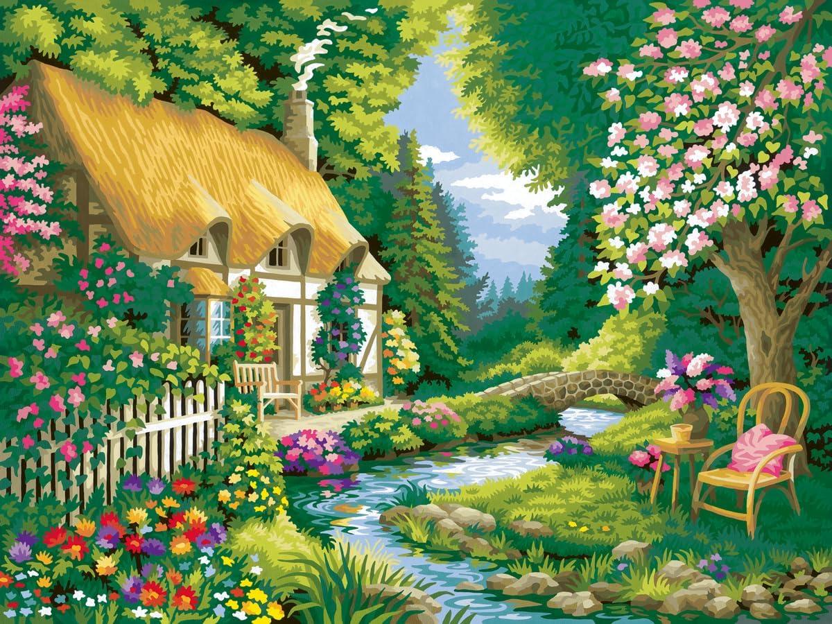 imageRavensburger CreArt River Cottage Paint by Numbers Kit for Adults Painting Arts and Crafts for Ages 14 and Up