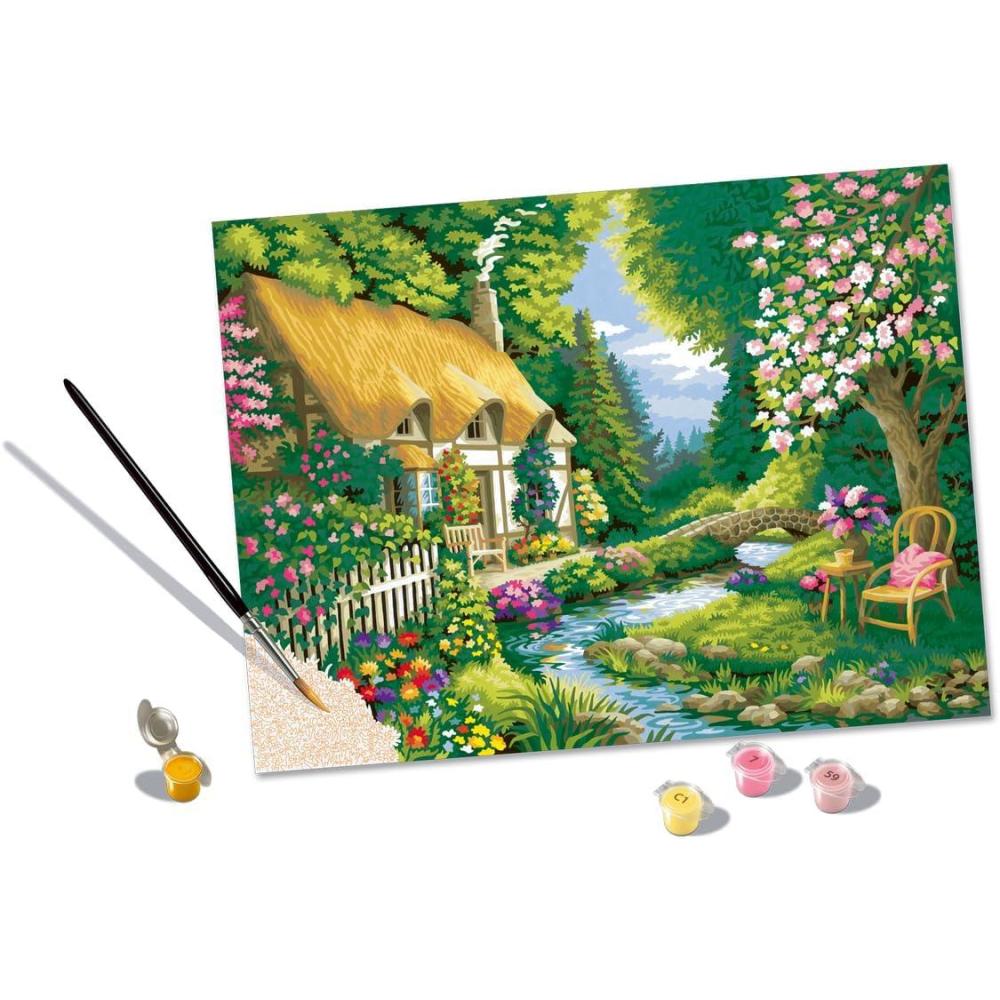 imageRavensburger CreArt River Cottage Paint by Numbers Kit for Adults Painting Arts and Crafts for Ages 14 and Up