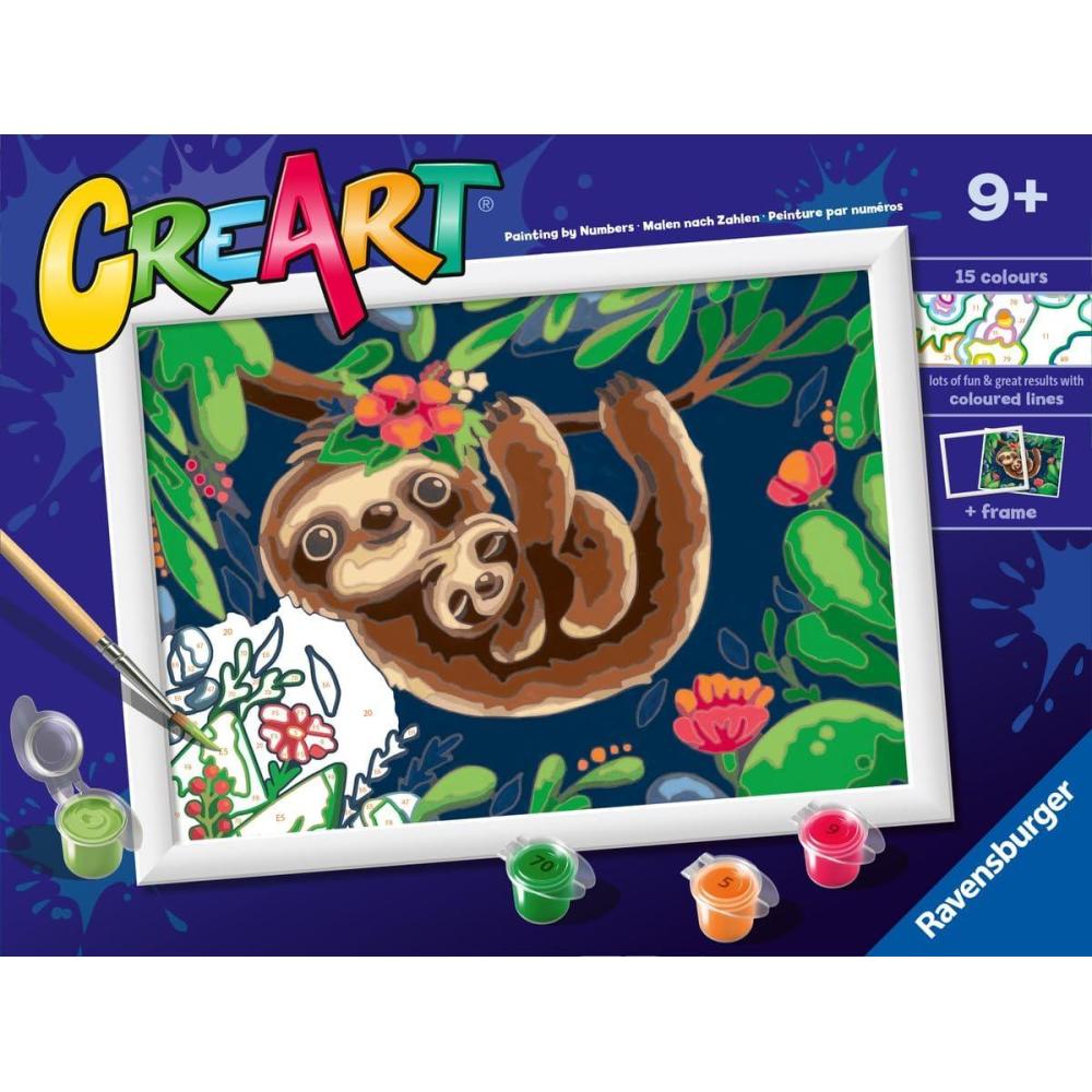 imageRavensburger CreArt Sweet Sloths Paint by Numbers Kit for Kids Painting Arts and Crafts for Ages 9 and Up
