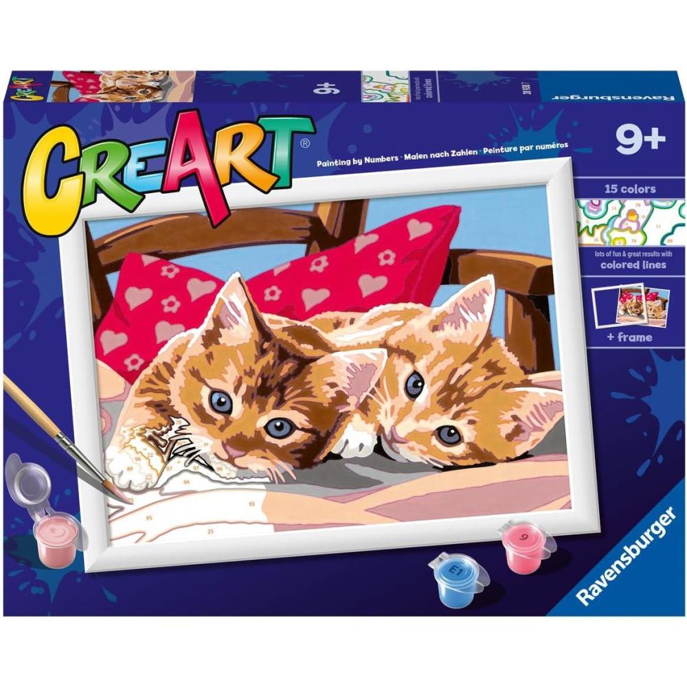imageRavensburger CreArt Two Cuddly Cats Paint by Numbers Kit for Kids Painting Arts and Crafts for Ages 9 and Up