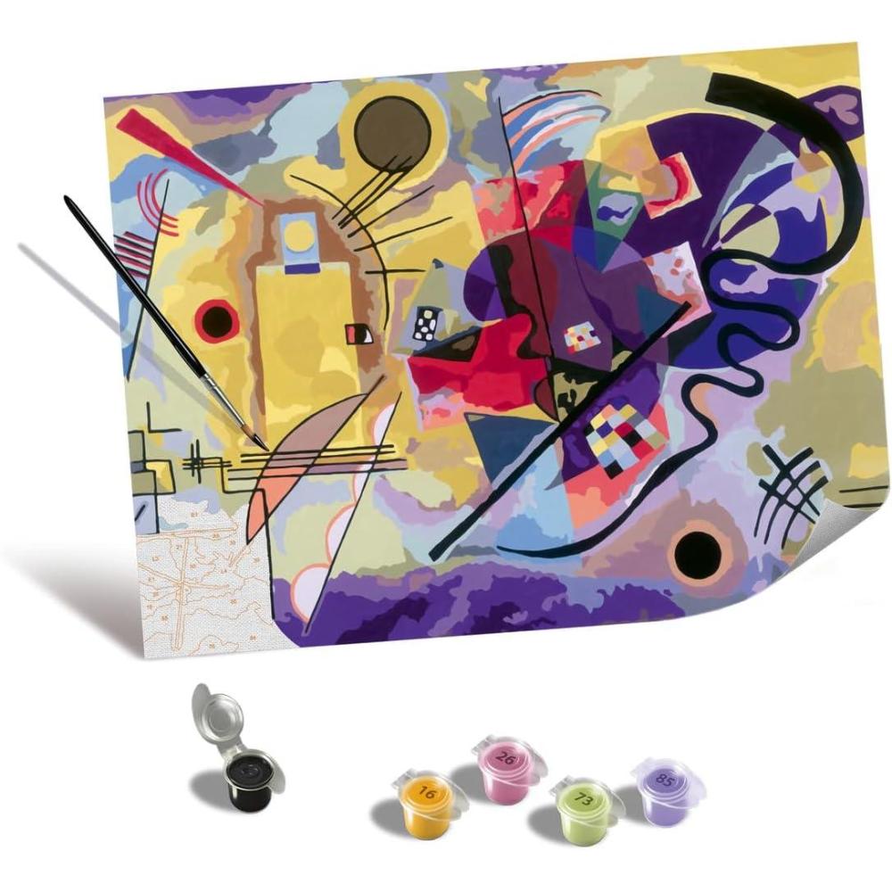 imageRavensburger Relax CreArt Kandinsky Yellow Red Blue Canvas Paint by Numbers Kit Perfect DIY Art Gift for Adults Stress Relief and Creative Hobby