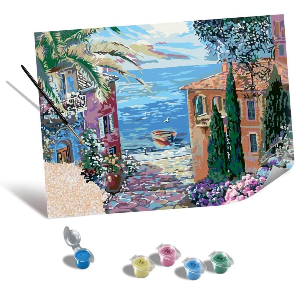 imageRavensburger Relax CreArt Mediterranean Landscape Canvas Paint by Numbers Kit Perfect DIY Art Gift for Adults Stress Relief and Creative Hobby