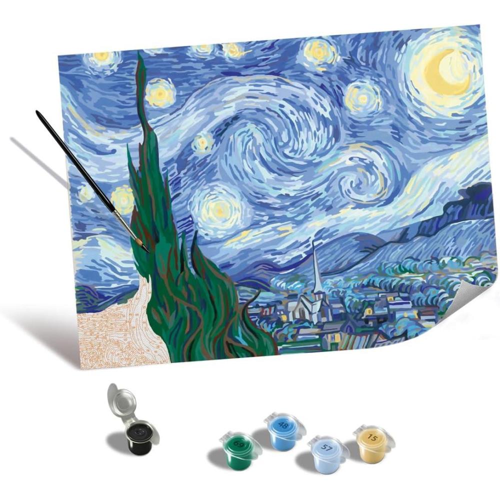 imageRavensburger Relax CreArt Van Gogh Starry Night Canvas Paint by Numbers Kit Perfect DIY Art Gift for Adults Stress Relief and Creative Hobby