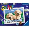 Ravensburger CreArt Cute Puppies Paint by Numbers Kit for Kids – Engaging Art Craft Set | Canvas & Acrylic Paints | Ideal for Developing Art Skills | Suitable for Ages 7+, 24 x 18 cm
