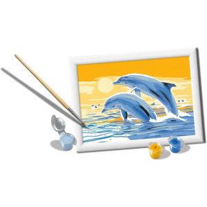 Ravensburger CreArt Delightful Dolphins Paint by Numbers Kit for Kids – Painting Arts and Crafts for Ages 7 and Up