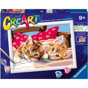 Ravensburger CreArt Two Cuddly Cats Paint by Numbers Kit for Kids – Painting Arts and Crafts for Ages 9 and Up