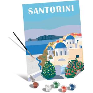 Ravensburger Relax CreArt Santorini Canvas Paint by Numbers Kit | Perfect DIY Art Gift for Adults, Stress Relief, and Creative Hobby