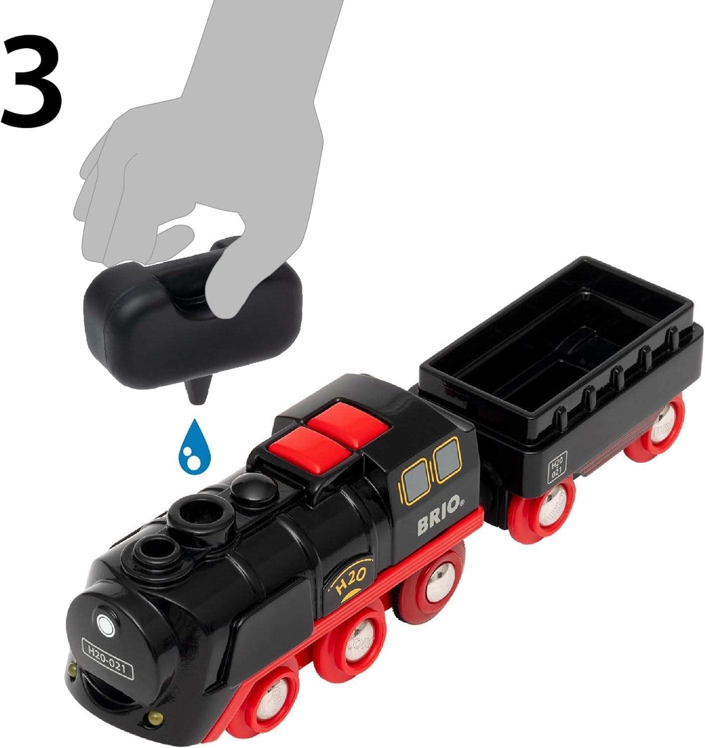 imageBRIO World Christmas Steaming Train BatteryOperated Train 27Pc Motorized Steam Engine for Wooden Track with Lights and KidFriendly Steam Interactive Play with ForwardReverse for Kids 3BRIO World 36014 Christmas Steaming Train Set 27Piece KidFriendly Set Age 3 Compatible FSCCertified Beech Wood Complements All BRIO Railway Sets Accessories Multicolor