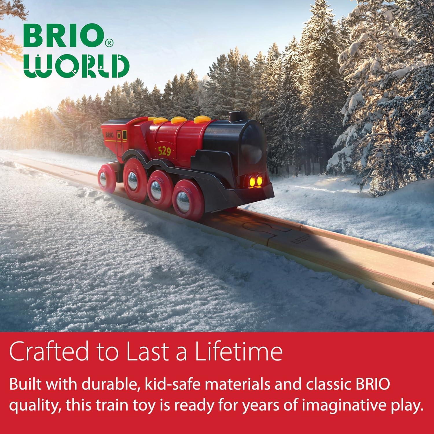 imageBRIO World Mighty Red Action Locomotive Batteryoperated Toy Train for Wooden Track Motorized Train with Light ampamp Sound Compatible with All BRIO Railway Sets Interactive Play Kids Ages 3 ampamp UpLocomotive