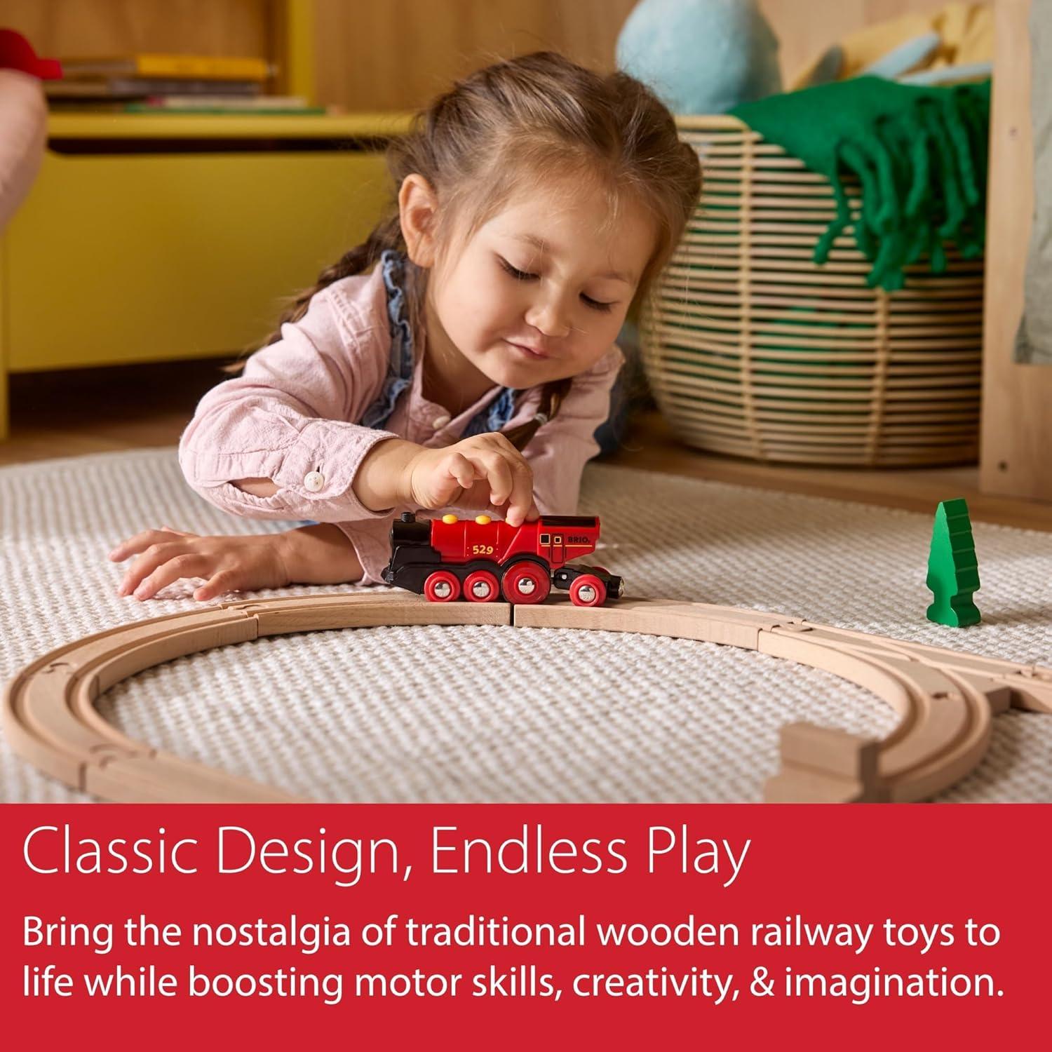 imageBRIO World Mighty Red Action Locomotive Batteryoperated Toy Train for Wooden Track Motorized Train with Light ampamp Sound Compatible with All BRIO Railway Sets Interactive Play Kids Ages 3 ampamp UpLocomotive