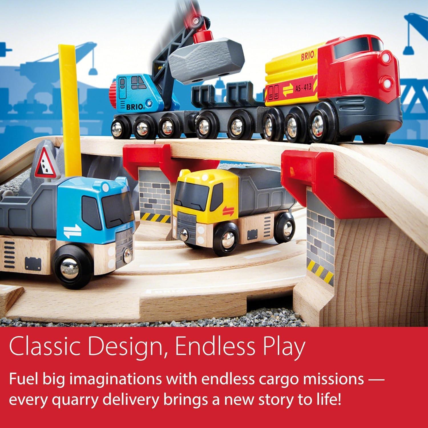 imageBRIO World Rail ampamp Road Loading Set 32Piece FSCCertified Wood Train Set ampamp Accessories Special Crane Car Flatbed Tracks ampamp More Works with All Wooden Railway Sets Fun Play for Ages 3Set
