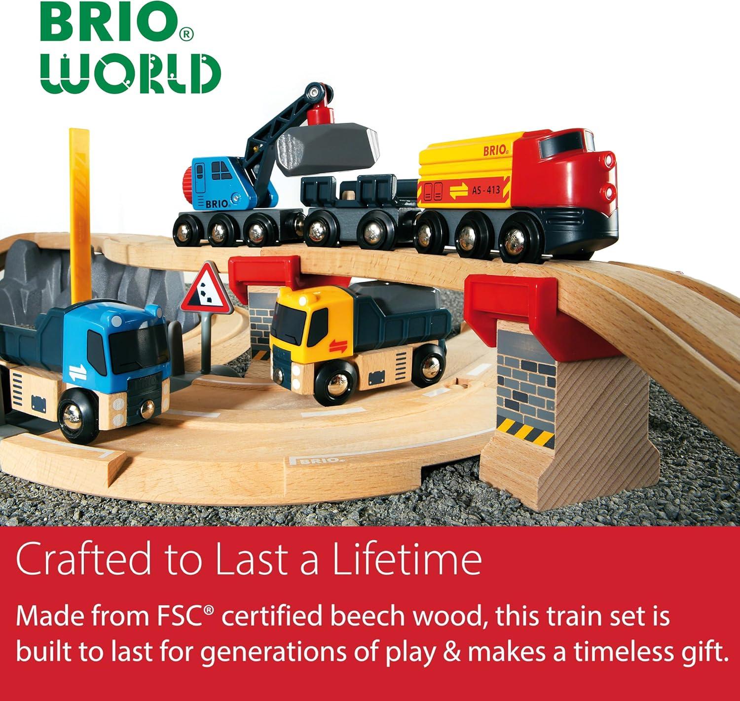 imageBRIO World Rail ampamp Road Loading Set 32Piece FSCCertified Wood Train Set ampamp Accessories Special Crane Car Flatbed Tracks ampamp More Works with All Wooden Railway Sets Fun Play for Ages 3Set