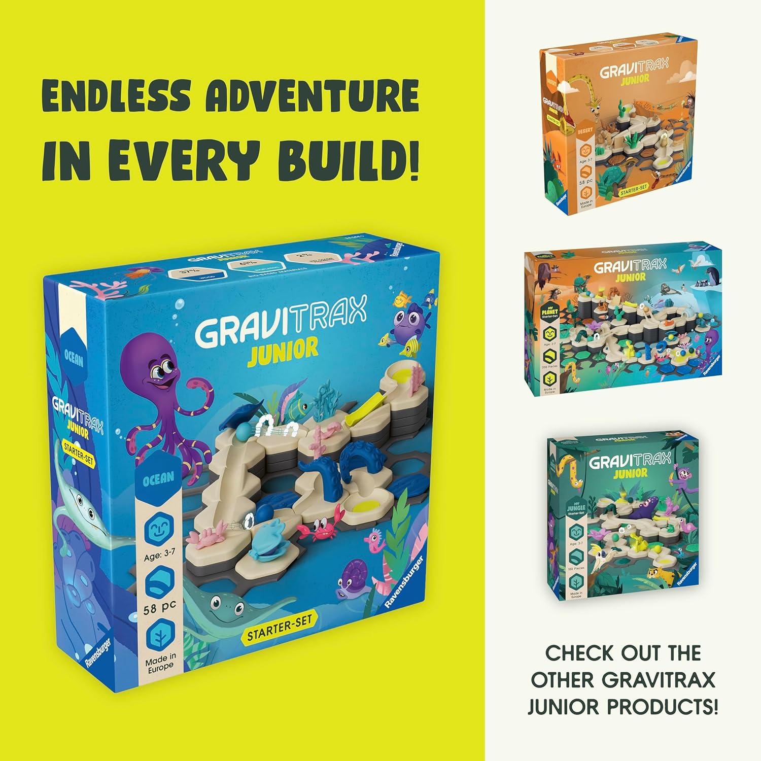 imageRavensburger GraviTrax Junior Starter Set My Ocean 58Piece Marble Run Game Fun and Educational Preschool Marble Construction STEMFriendly Interactive Learning Kids Age 3 and Older