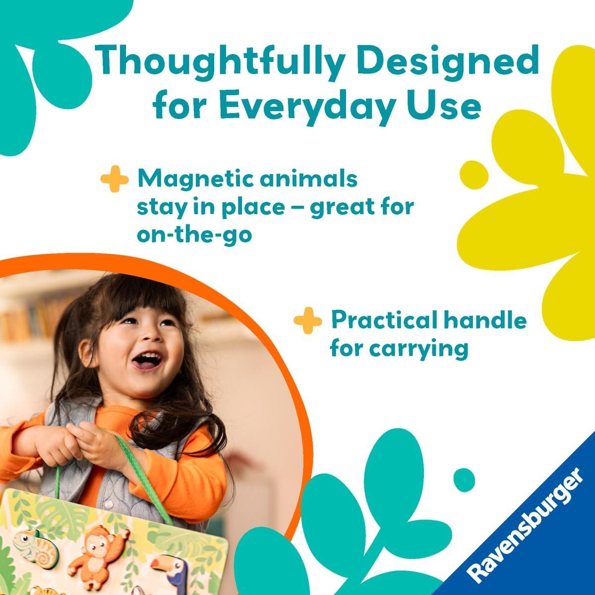 imageRavensburger Play Wooden Touch ampamp Play Puzzle in The Jungle Textured Wooden Puzzle Engages Tactile ampamp Fine Motor Skills