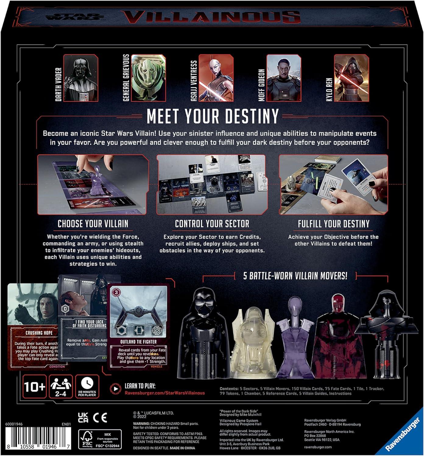 imageRavensburger Star Wars Villainous Power of The Dark Side Strategy Board Game Join Darth Vader Kylo Ren and More in This Immersive Star Wars Universe Adventure 24 Players Ages 10