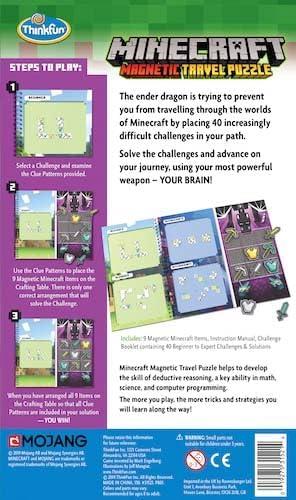 imageThinkFun Minecraft Magnetic Travel Puzzle Logic Game ampamp STEM Toy For Kids Ages 8 ampamp Up