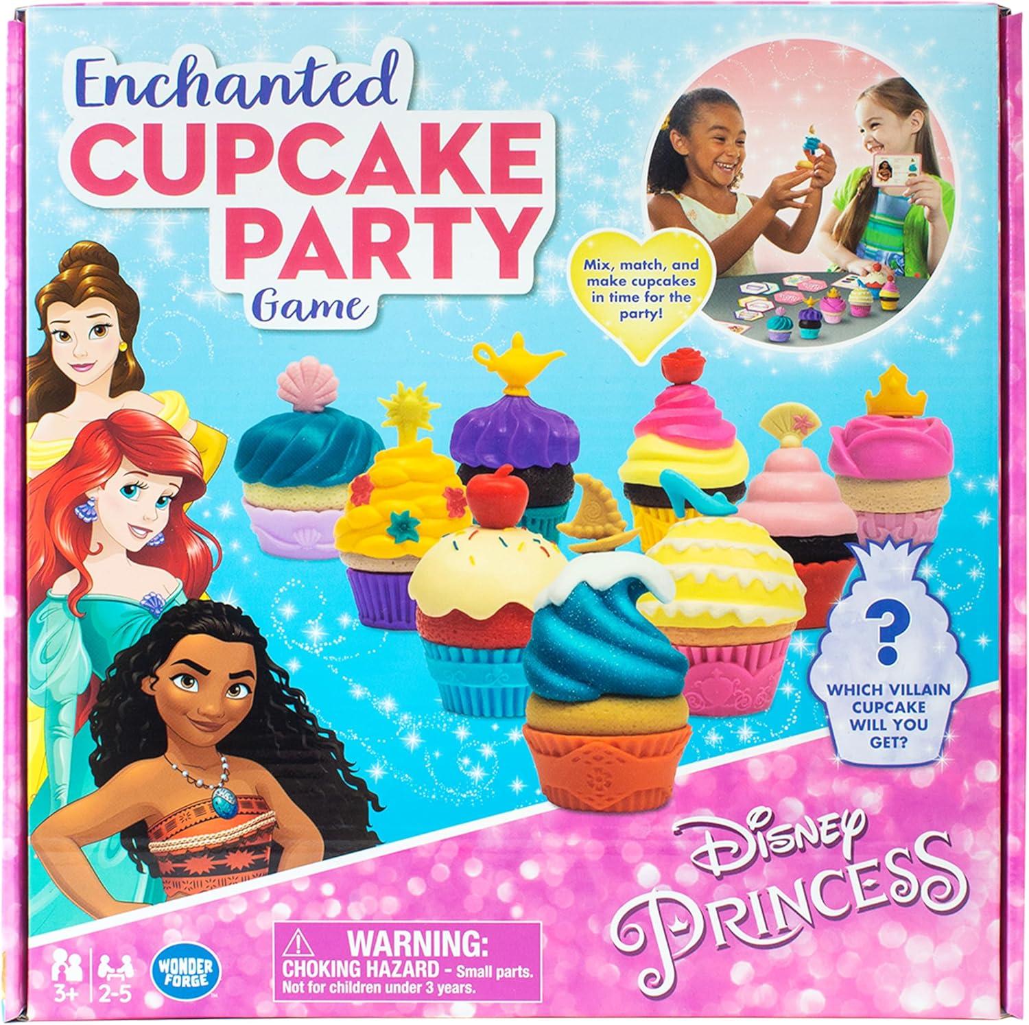 imageWonder Forge Disney Princess Enchanted Cupcake Party Game Exciting Matching Game Fun for Kids ampamp Adults Ideal for Disney Princesses Enthusiasts Two Game Modes Gaming Experience