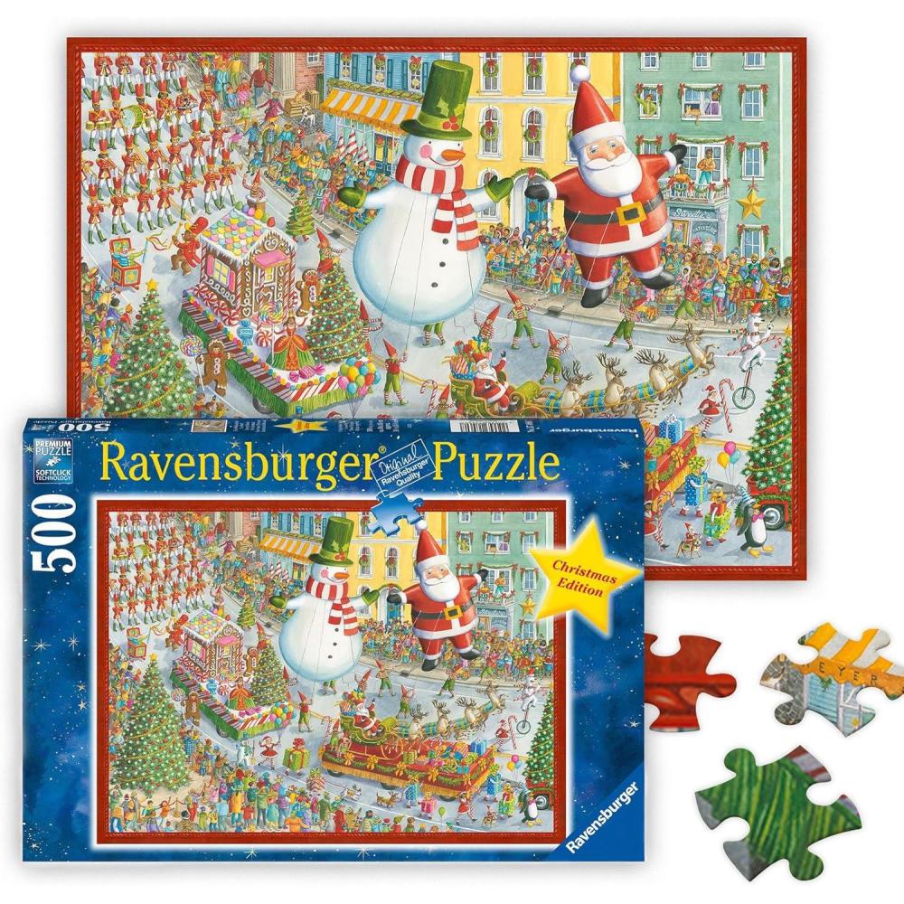 imageRavensburger Here Comes Christmas 500 Piece Jigsaw Puzzle Featuring Santa and a Snowman as They Thrill The Crowd in The Big Parade Premium Quality Ages 12New Packaging