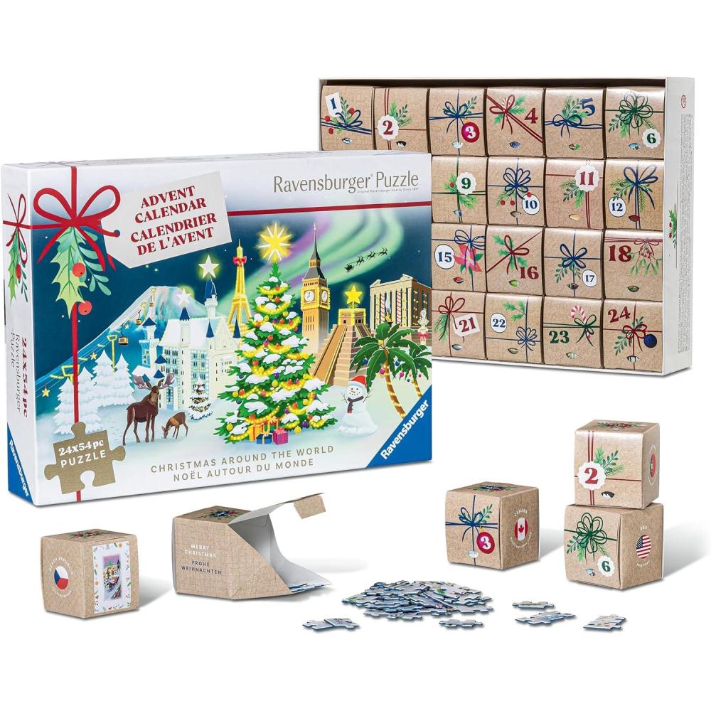 imageRavensburger Holiday Puzzle Advent Calendar 24 Mini Jigsaw Puzzles with 1000 Pieces Unique Winter Scenes for Daily Christmas Surprises Premium Quality Ages 12