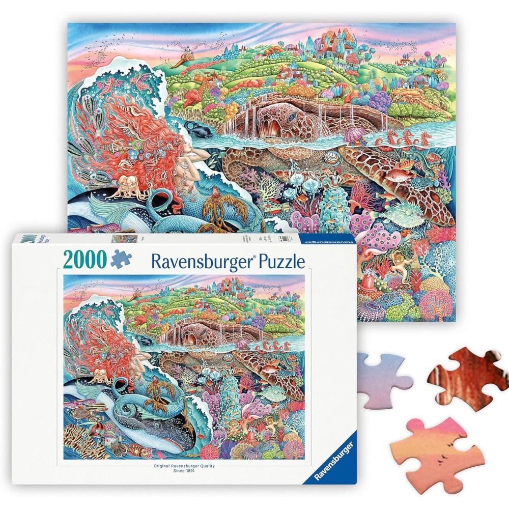 imageRavensburger Thalassic Tale 2000 Piece Jigsaw Puzzle Stunning Sea Fantasy Whales Mermaids Mythical Sea Creatures Frameable Premium Quality Puzzles for Adults