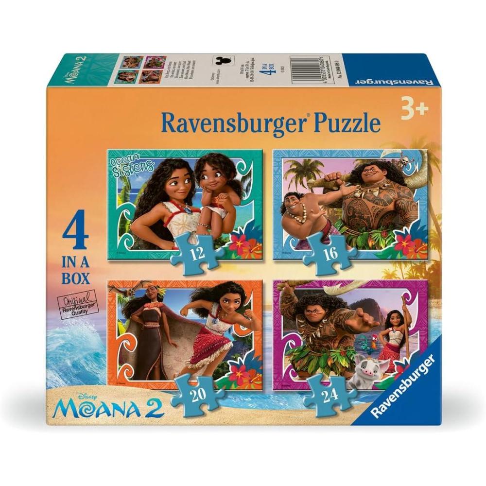 imageRavensburger Moana 2 Jigsaw Puzzle Pack for Kids 4 Puzzles with Increasing Piece Counts 12 16 20 24 Pieces Challenge Grows with Child Ideal ScreenFree Activity