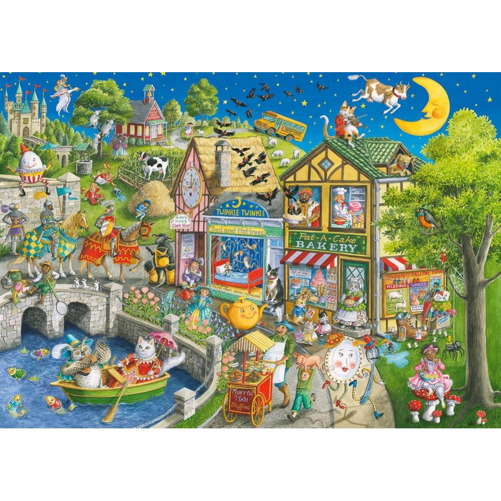 imageRavensburger Mother Gooseville 1000Piece Jigsaw Puzzle  Premium LinenStructured Paper  Enchanting Nursery Rhyme Scenes by Ingrid Slyder  EcoConscious Construction