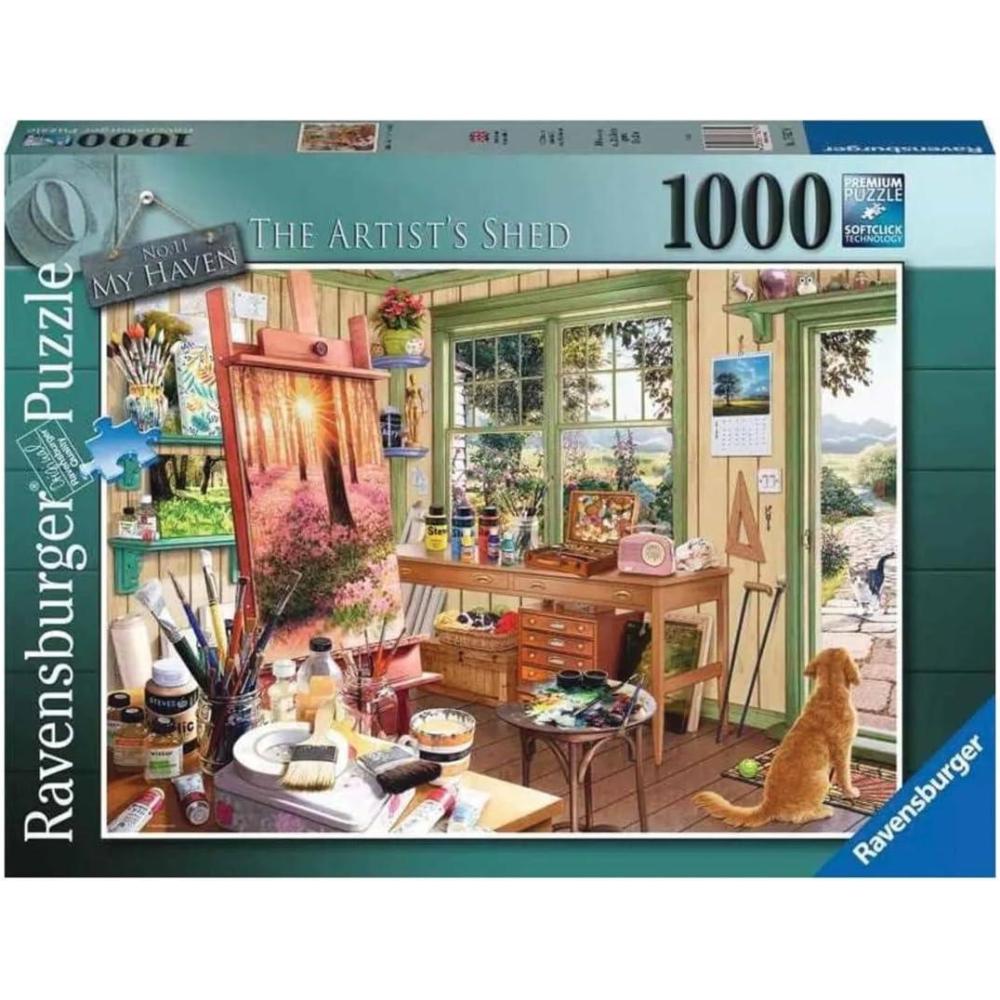 imageRavensburger My Haven Artists Shed 1000 Piece Jigsaw Puzzle Relaxing Puzzle Imagery Every Piece Unique with Softclick Technology Durable Blueboard Made from EcoFriendly Materials