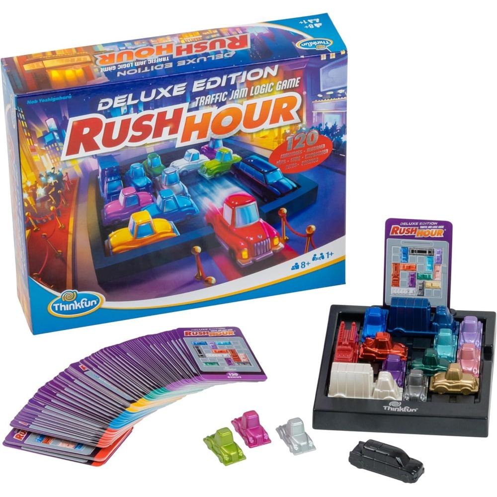 imageThinkFun Rush Hour Deluxe  The Gamers Logic Game  Navigate 120 Traffic Challenges with Collectors Edition Limo and Metallic Design  Ages 8New Packaging