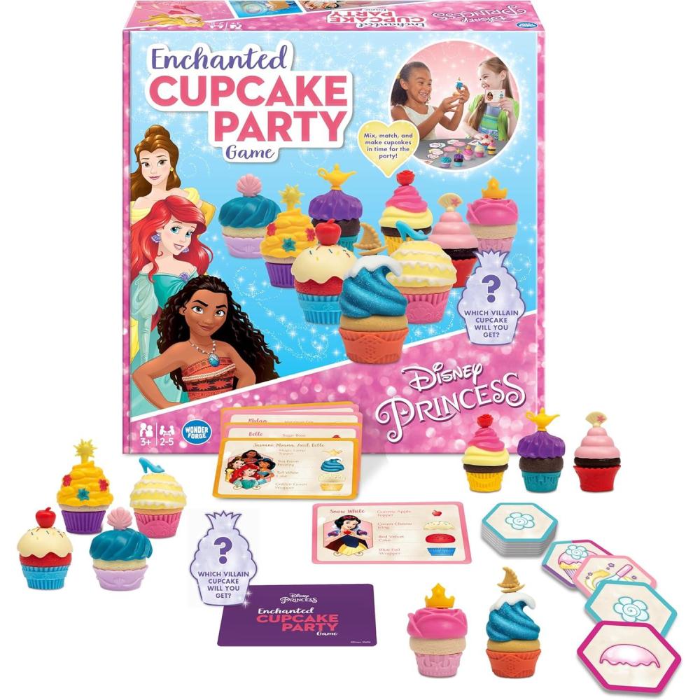 imageWonder Forge Disney Princess Enchanted Cupcake Party Game  Exciting Matching Game  Fun for Kids ampamp Adults  Ideal for Disney Princesses Enthusiasts  Two Game Modes  Gaming Experience