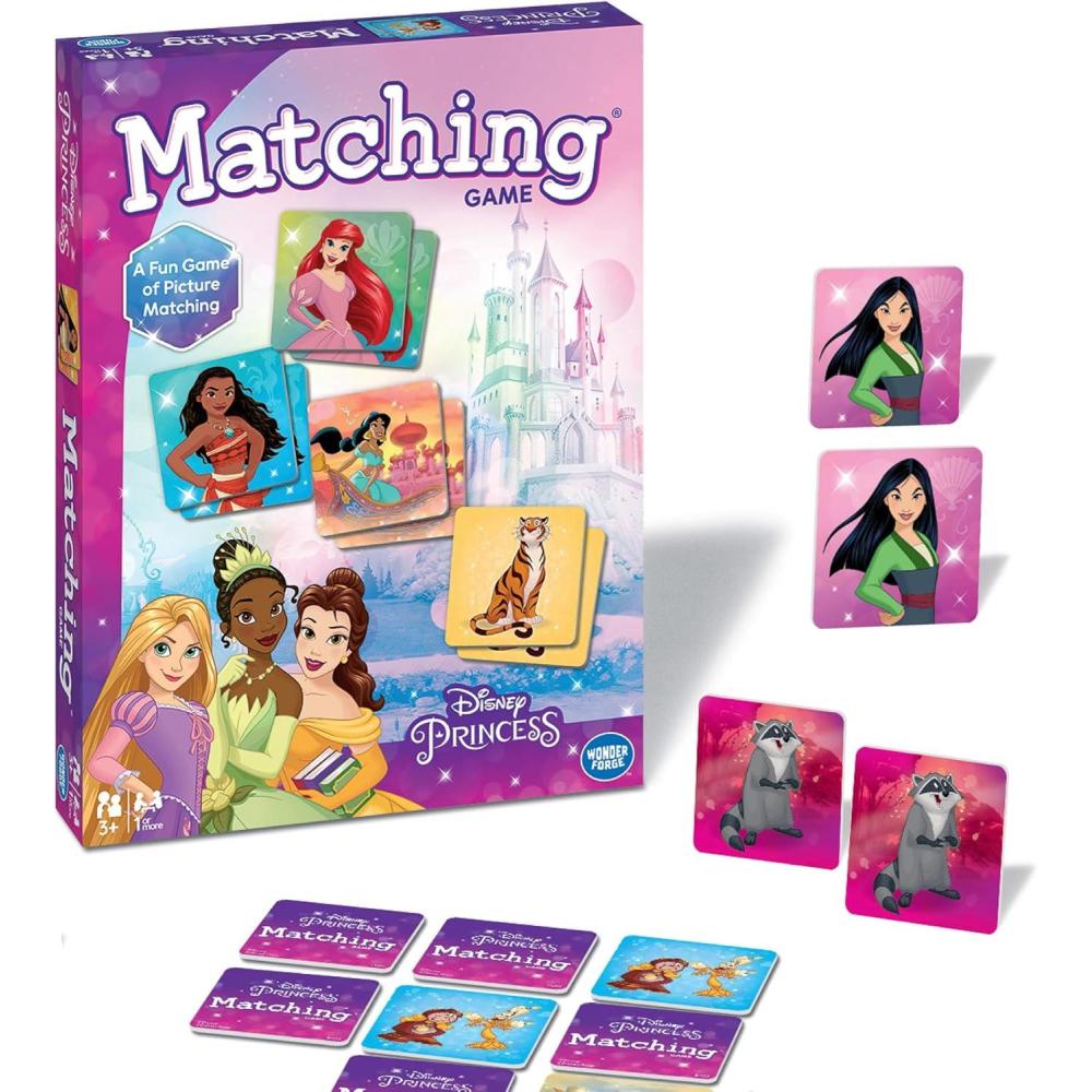 imageWonder Forge Disney Princess Matching Game Fun Memory Game for Kids Ages 3 and Up Toddler Learning Toy Featuring Belle Ariel and Elsa and more Disney Princesses Packaging May VaryOriginal Packaging