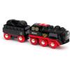 BRIO World Battery-Operated Steaming Train – 3-Piece Motorized Train Engine for Wooden Track with Lights and Kid-Friendly Steam – Interactive Play with Forward/Reverse – for Kids 3 & Up(Modern)