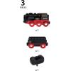 BRIO World Battery-Operated Steaming Train – 3-Piece Motorized Train Engine for Wooden Track with Lights and Kid-Friendly Steam – Interactive Play with Forward/Reverse – for Kids 3 & Up(Modern)