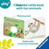 Ravensburger Play+ Ready, Steady, Shake – First Animals | Board Book with Rattle | Engages Sensory & Language Development