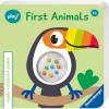 Ravensburger Play+ Ready, Steady, Shake – First Animals | Board Book with Rattle | Engages Sensory & Language Development