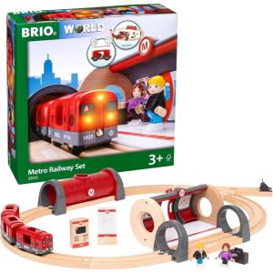 BRIO Metro Railway Set – 20-Piece FSC-Certified Wood Set & Accessories – Train Engine with Light & Sound, Kiosk, Wooden Tracks & More – Works with All BRIO Train Sets – Kids Ages 3 & Up(Brio – 33513 Metro Railway Set | Dynamic 20 Piece Wooden Train Set with Interactive Accessories | Perfect for Kids Ages 3 and Up | Fosters Creativity and Motor Skills)