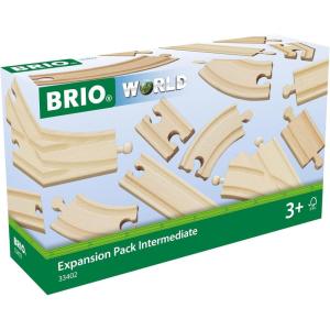 BRIO World Expansion Pack Intermediate – Works with All BRIO Train Sets – FSC-certified 16-Piece Wooden Train Tracks with Switches – Grow Existing Systems and Create Railway Empires – Kids Ages 3 & Up(Train Tracks)