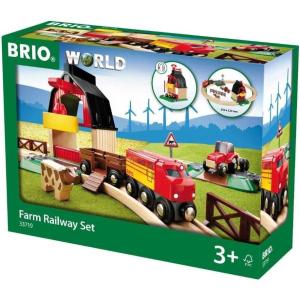 BRIO World Farm Railway Set – 20-Piece FSC-Certified Wood Train Set & Accessories – Works with All BRIO Wooden Railway Sets – Includes Barn, Tractor, Hay Crane, Tracks & More – Fun for Kids Ages 3+(BRIO 33719 Farm Railway Playset – Interactive Toy Train Set for Kids | FSC-Certified Wood | Expandable Tracks | Promotes Skill Development)