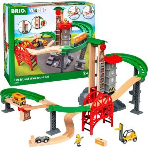 BRIO World Lift & Load Warehouse Set – 32-Piece Wood Train Set – Works with All Wooden Railway Sets – Includes 4-Level Elevator, Vehicles, Tracks & Full Station – MESH Accredited for Ages 3+(BRIO World 33887 Lift & Load Warehouse Set | 32 Piece Kids Train Toy Set with Wooden Tracks and Accessories | Interactive Design | FSC Certified Wood | for Ages 3 and Up)