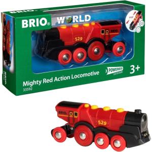 BRIO World Mighty Red Action Locomotive – Battery-operated Toy Train for Wooden Track – Motorized Train with Light & Sound – Compatible with All BRIO Railway Sets – Interactive Play – Kids Ages 3 & Up(Locomotive)