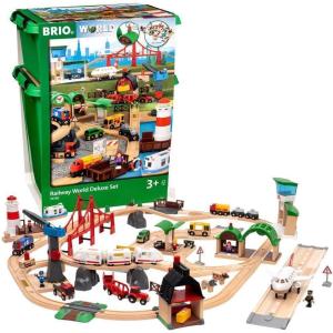 BRIO World Railway World Deluxe Set – 106-Piece FSC-Certified Wood and Accessory Train Set – Works with All Wooden Train Sets – Includes Tracks, Vehicles, Bridge & More – Kids Ages 3 & Up(BRIO World 33766 Deluxe Railway Set – Ultimate Wooden Train Adventure for Kids Aged 3 and Up | Interactive and Educational | Compatible with All Brio Railway Toys | Certified Sustainable Toy)