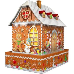 Ravensburger – 3D Gingerbread House with Lights – 216 Piece Jigsaw Puzzle – Traditional Gingerbread House with Sturdy Base & Safe LED Lighting – Premium Quality – Ages 8+
