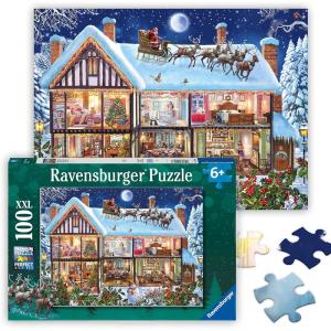 Ravensburger – Christmas at Home – 100 Piece Jigsaw Puzzle – Traditional Chalet Decorated for The Holidays – Large Puzzle Pieces for Kids – Premium Quality – Ages 6+
