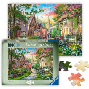 Ravensburger – Church Lane – 1000 Piece Jigsaw Puzzle – Charming English Village Church – Bright, Peaceful Imagery – Frameable – Premium Quality – Puzzles for Adults