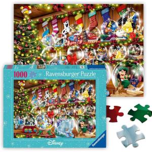 Ravensburger – Disney Christmas – 1000 Piece Jigsaw Puzzle – Dazzling Snow Globes with Cinderella, Snow White, Mickey Mouse, and More – Premium Quality – Ages 12+(Original Packaging)