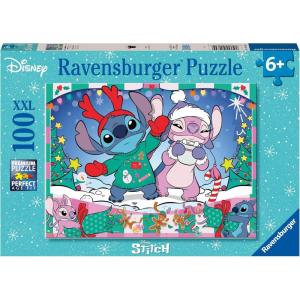 Ravensburger – Disney Stitch Christmas – 100 Piece Jigsaw Puzzle – Join Mischievous Stitch & Angel – Large Pieces for Kids – Premium Quality – Ages 6+