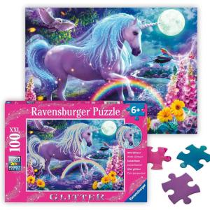 Ravensburger – Glitter Unicorn – 100 Piece Jigsaw Puzzle – Exciting, Colorful Scene of a Glittery, Magical Unicorn – Birds & More – Premium Quality – Ideal Gift – Screen-Free Fun – Children Age 6+