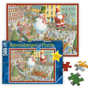 Ravensburger – Here Comes Christmas! – 500 Piece Jigsaw Puzzle – Featuring Santa and a Snowman as They Thrill The Crowd in The Big Parade – Premium Quality – Ages 12+(New Packaging)
