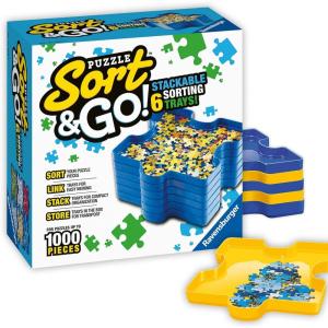 Ravensburger – Sort and Go – Jigsaw Puzzle Accessory – Sturdy Stacking Trays for Sorting Pieces – Premium Quality – Ideal Gift for Enthusiasts – Black – Can Hold Up to 1000 Pieces