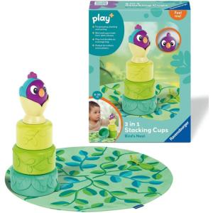 Ravensburger Play+ 3-in-1 Stacking Cups – Bird’s Nest | Silicone Nesting & Sorting Set | Supports Sensory Exploration