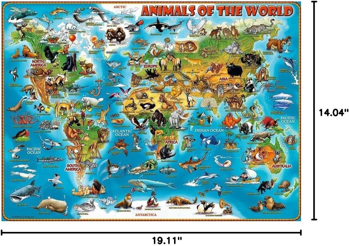 imageRavensburger Animals of The World 300 Piece Jigsaw Puzzle XXL Pieces for Easier Assembly Exciting Colorful Animal Map Premium Quality Ideal Gift ScreenFree Fun Children Age 9